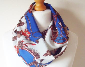 silky soft Scarf in gorgeous carriage design Infinity or straight Stunning handmade perfect gift Mother's Day blue, brown orange lightweight