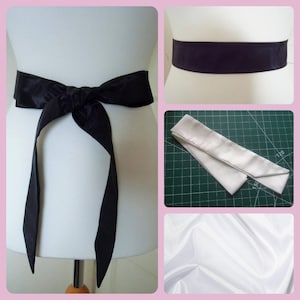 Ceinture en satin de taffetas / Accessoires de fête faits main en deux largeurs Noir Blanc Ivoire Mariage / Fête de Noël / Robe de bal ceinture / Accessoires