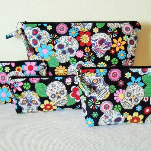 Sugar Skulls Pouch Set Toiletries Wash Bag Makeup Cosmetic - Etsy