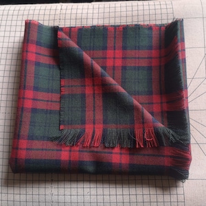 Large Tartan Scarf / wrap soft Lindsay tartan plaid fringed scarf in Maroon Green Navy Handmade unisex, lightweight, single thickness
