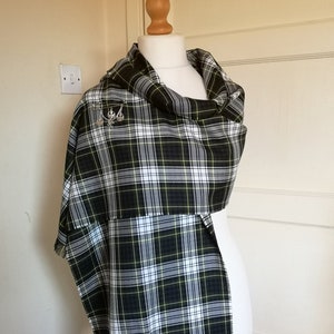 Large Tartan Scarf / wrap soft plaid fringed blanket scarf in Gordon Dress Handmade unisex gift, lightweight, single thickness, machine wash