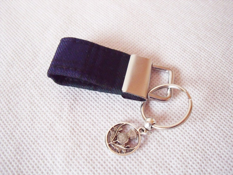 TARTAN Key Fob / Wrist Strap Key Ring in Black Watch Tartan / Etsy