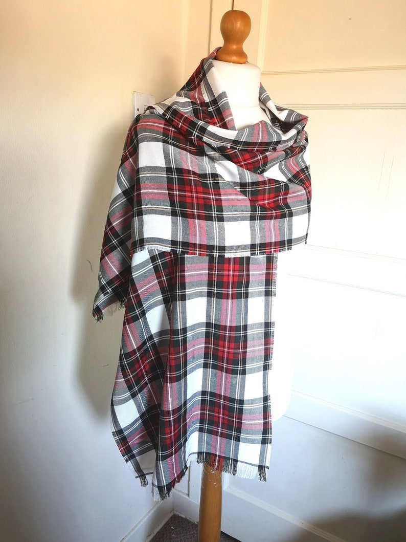 Large Tartan Scarf / wrap soft plaid fringed blanket scarf in Etsy