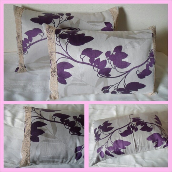 Items similar to Oblong CUSHION COVER HANDMADE, Upcycled, Recycled, Repurposed, Cream, Beige