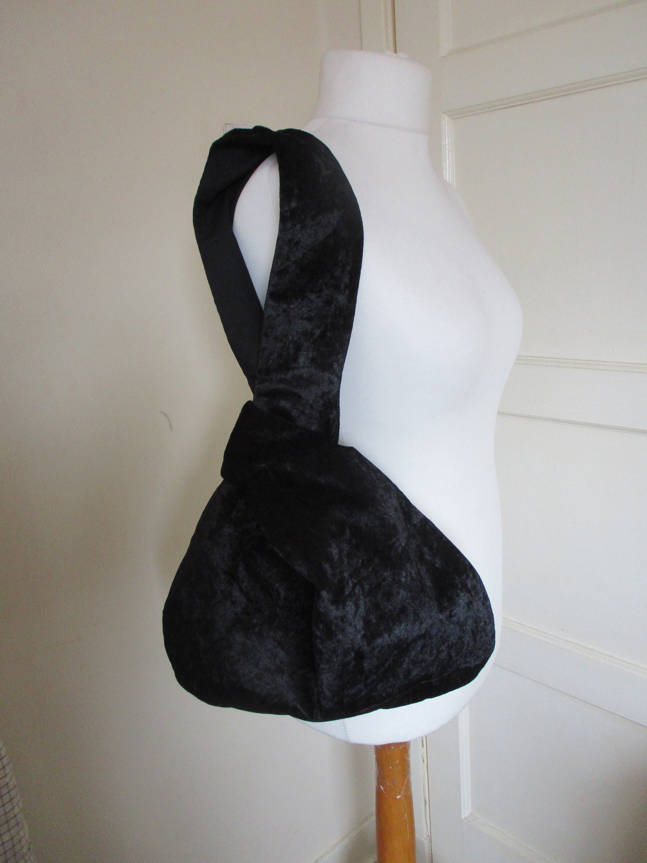 Large Black Crushed Velvet Japanese Knot Bag / Shoulder Bag / | Etsy