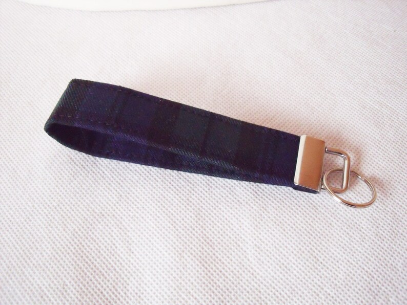 TARTAN Key Fob / Wrist Strap Key Ring in Black Watch Tartan / Etsy