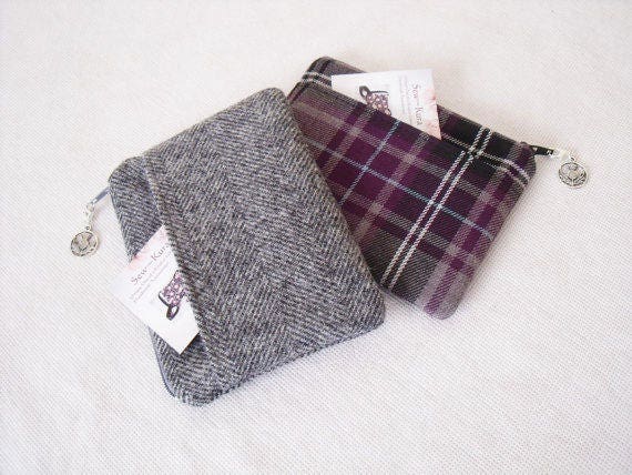 Tartan Coin Purse / Tartan Pouch / Zip Purse Caramel