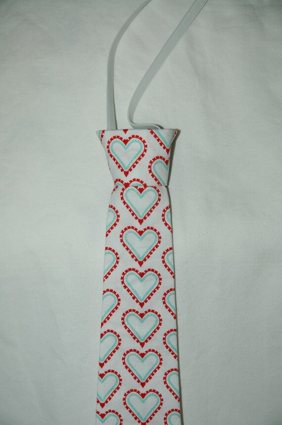 Items similar to Red and Aqua Hearts Child's Tie on Etsy
