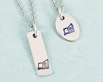 Book Necklace, Book Nerd Jewelry, Writer Necklace, Author, Geeky Jewelry, Nerdy, Book Lover, Literary Gifts, Book Club Gifts