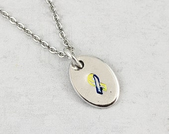 Down Syndrome Ribbon Necklace, Down Syndrome Necklace, Down Syndrome Jewelry, DS Awareness Jewelry, Down Syndrome Awareness Ribbon