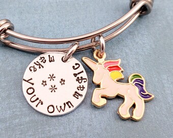 Unicorn Charm Bracelet, Unicorn Jewelry, Fantasy Jewelry, Inspirational Bracelet, Thinking of You Gift, Best Friend Gifts