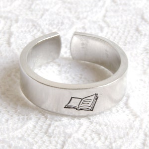 Book Ring, Cute Rings, Book Jewelry, Writer Jewelry, Author Jewelry, Geeky Ring, Nerdy, Book Lover, Literary Gifts, Book Club Gifts