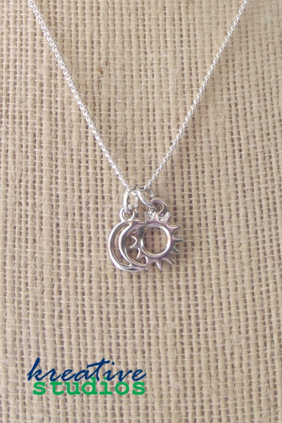 Celestial Dainty Charm Necklaces Eclipse Sun Moon Star Etsy