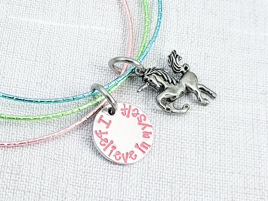 Unicorn Charm Bracelet Unicorn Inspirational Bracelet Etsy