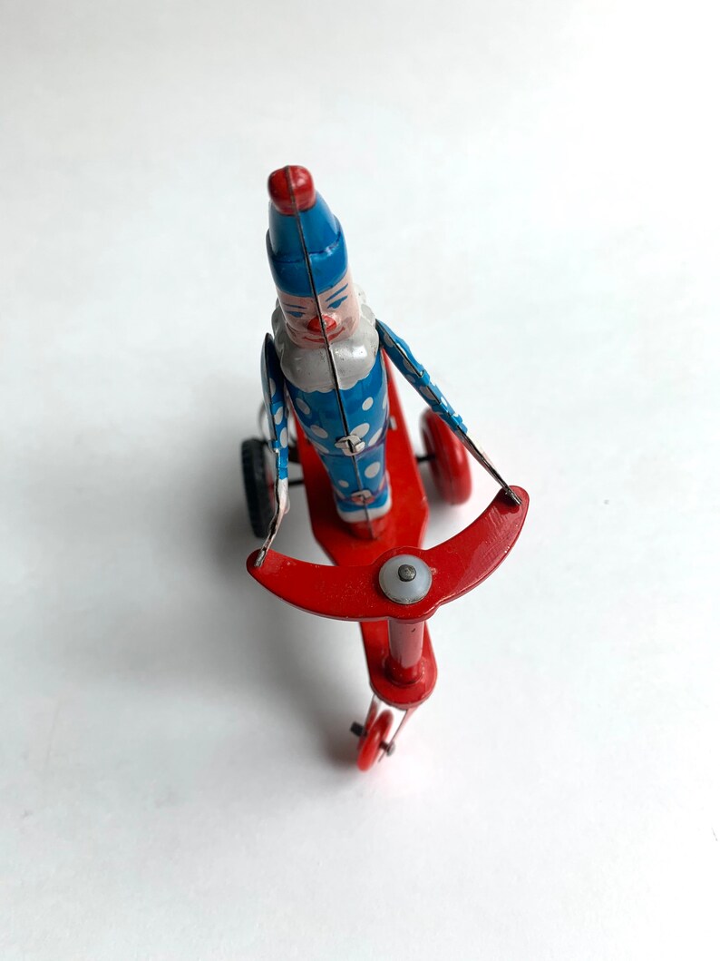 Vintage 1970s Metal Windup Toy Collectible Clown on Tricycle Etsy