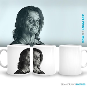 Bill Murray Zombieland Szene Kaffeetasse, Heimkino Wanddekoration, Zombie-Film-Liebhaber Geschenk für Filmbeutel, Bleistiftzeichnung Fine Art Print Tasse