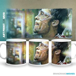 Fight Club Seifenherstellung Szene Kaffeebecher, Brad Pitt Tyler Durden Wanddekor, Film Liebhaber Geschenk Film Buff Buntstift Zeichnung Fine Art Print