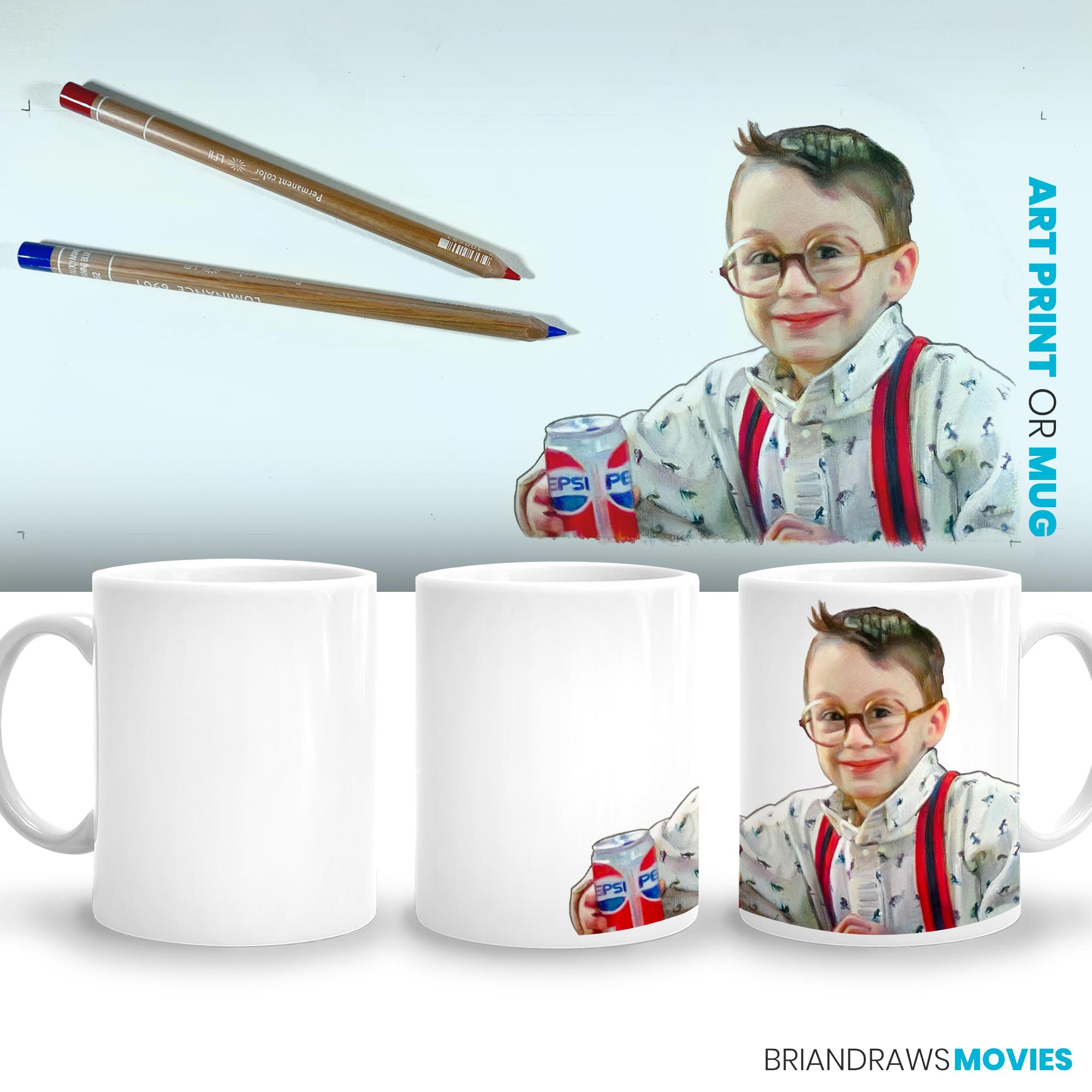 Home Alone Fuller Go Easy Scene Coffee Mug, Theater Room Decor, Christmas Movie Lover Gift Film Buff, Colored Pencil Drawing Fine Art Print
