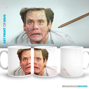 Liar Liar Goddamn Pen is Blue Scene Kaffeetasse, Jim Carrey Geschenk, Filmliebhaber Geschenk für Filmfans, Farbstiftzeichnung, Fine Art Print