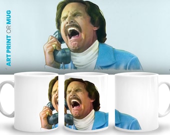 Will Ferrell Anchorman Ron Burgundy Glass Case of Emotion Scene Coffee Mug, Movie Lover Film Buff, Funny Home Theater Decor Wall Art Poster