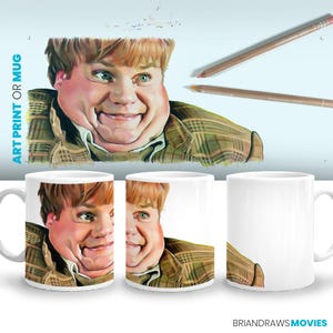 Chris Farley Tommy Boy Szene Fine Art Print, Callahan Auto, Heimkino-Dekor, Film-Liebhaber Geschenk Film Buff Buntstift Zeichnung Kaffeetasse