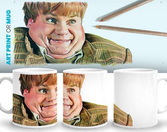 Chris Farley Tommy Boy Scene Fine Art Print, Callahan Auto, Home Theater Decor, Movie Lover Gift Film Buff Colored Pencil Drawing Coffee Mug
