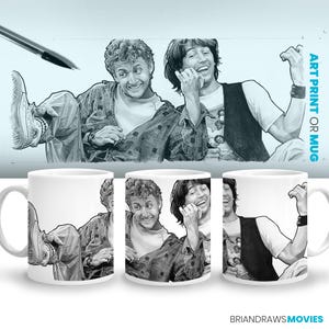 May include: A white ceramic mug with a black and white illustration of two men laughing. The men are wearing casual clothing and have a relaxed, friendly expression. The mug is a great gift for fans of the movie.