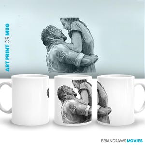 The Notebook Kissing Scene Coffee Mug, Nicholas Sparks Movie Room Decor, Ryan Gosling McAdams Gift Film Buff, Pencil Drawing Fine Art Print