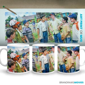 Sandlot Baseball Kaffeetasse, Sport Zimmer Töte mich kleine Bestie Film Liebhaber Geschenk Süßer Junge Schlafzimmer Dekor Buntstift Zeichnung Fine Art Print