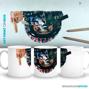 Tom Cruise Gun Kaffeebecher, Kampfjet Mav, Top Wingman Wanddekor, 80er Jahre Film Liebhaber Geschenk Filmfan, Buntstiftzeichnung Fine Art Print