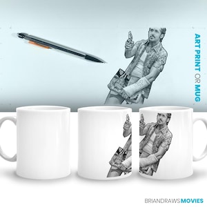 Rayn Gosling The Nette Jungs Badezimmer Szene Kaffeebecher, Theater Zimmer Dekor, Komödie Film Liebhaber Geschenk Film Liebhaber, Bleistift Zeichnung Fine Art Print