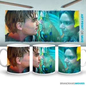 Romeo + Julia Aquarium Szene Kaffeetasse, Leonardo DiCaprio Clare Danes, Baz Luhrmann Filmliebhaber, Filmliebhaber Farbstifte Fine Art Print