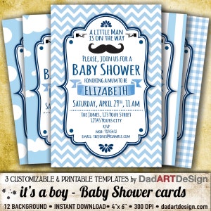 Es una tarjeta de invitación boy - Baby Shower fácil de personalizar