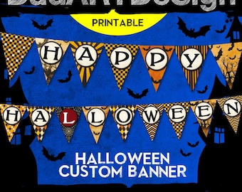 Halloween pennant banner - printable vintage alphabet - instant download 74 letters and numbers high resolution files