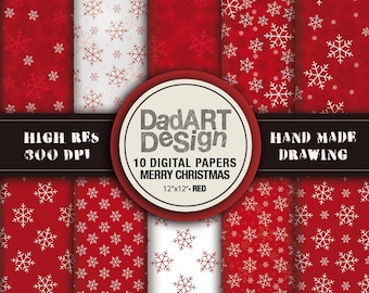 10 Christmas patterns digital paper pack, hi res files, instant download