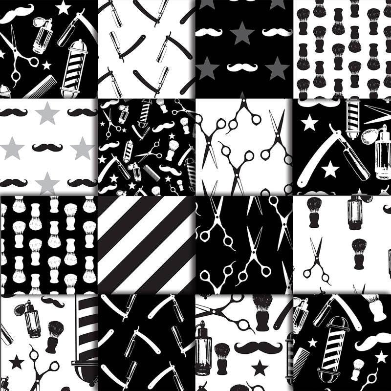Barber Shop 01 Vintage Patterns Digital Paper Pack - Etsy