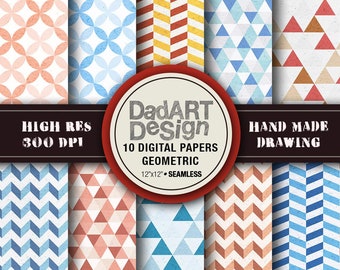 Geometrische digitales Papier - 10 Blatt Sofortiger Download