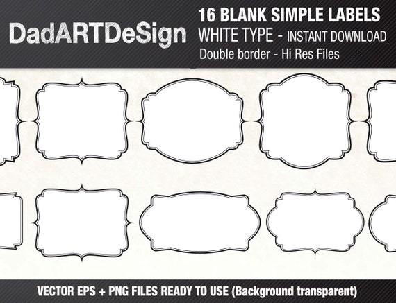Simple Blank Labels With Double Border, 16 PNG HR Files Ready to Use EPS  Vector - Etsy