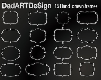 Simple Blank labels with hand drawn white border, 16 PNG HR files ready to use + EPS Vector