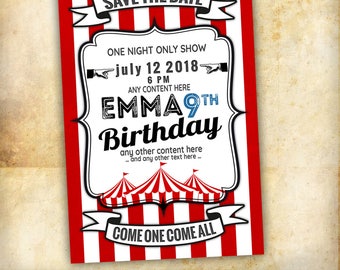 Circus 03! 10 customizable cards for your birthday, wedding, baby shower and any other celebration