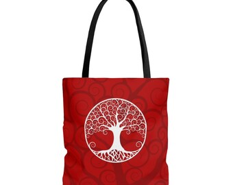 Life Tree Red Tote Bag