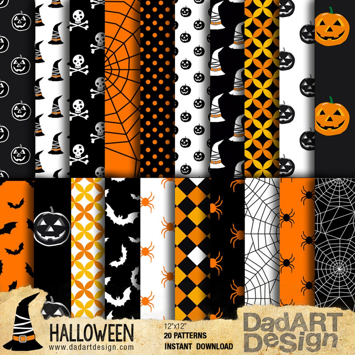 Halloween Patterns - Digital Paper Pack 05 - 20 Printable Sheets ...