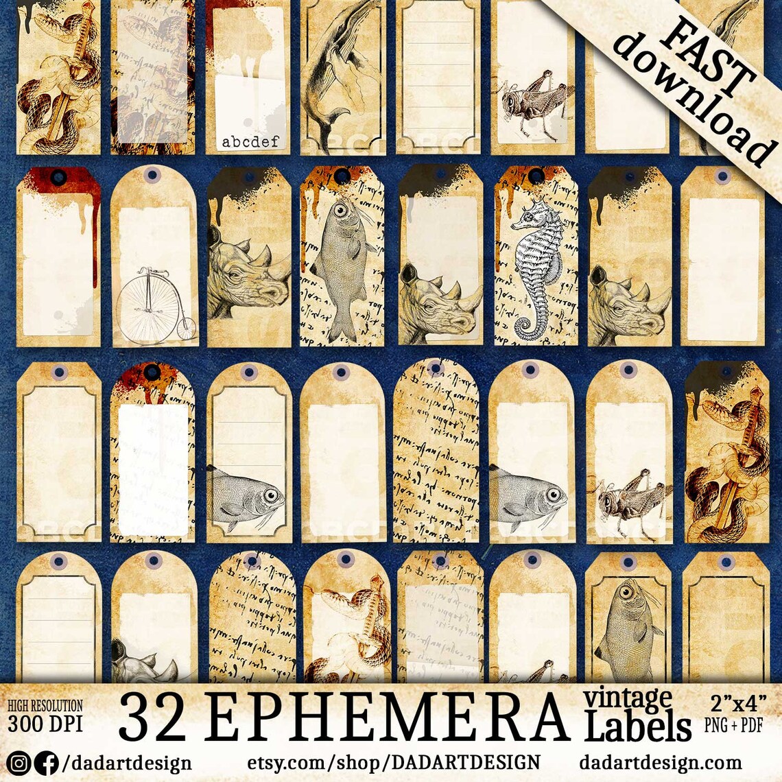 32 Ephemera Vintage Labels Scrapbooking Crafting Decoupage - Etsy