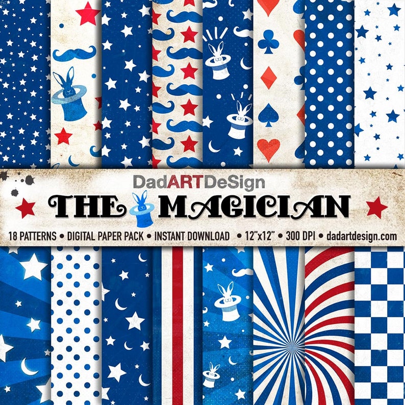 The Magician Vintage Patterns Digital Paper Pack 01 Wallpapers backgrounds scrapbook supplies clipart instant download image 3