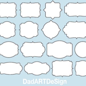 Simple Blank labels with double border, 16 PNG HR files ready to use + EPS Vector