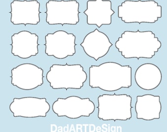 Simple Blank labels with double border, 16 PNG HR files ready to use + EPS Vector