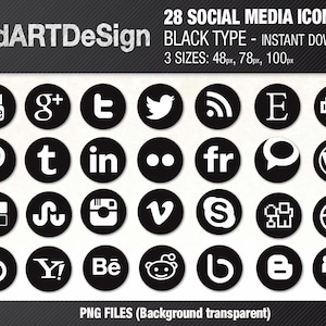Instant Download Red 28 SOCIAL MEDIA icons set 3 sizes