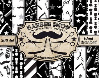 Barber Shop 01 Vintage Patterns Digital Paper Pack