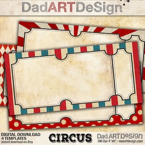 Circus Vintage uitnodigingskaart 02 sjablonen eenvoudig aan te passen voor uw bruiloft, verjaardag, baby shower of een ander feest