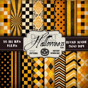 Vintage Halloween Patterns Digital Paper V04 image 4